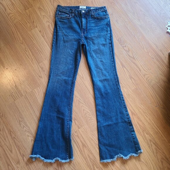 LTJ LETTERS TO JULIET ANTHRO BELLA HIGH-RISE FLARE JEAN RAW HEM STRETCH DENIM 31 - Picture 2 of 9